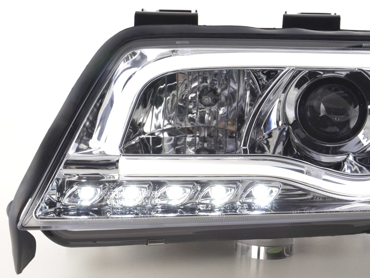 Scheinwerfer Set Daylight LED Tagfahrlicht Audi A6 Typ 4B 97-01 chrom Scheinwerfer Set Daylight LED Tagfahrlicht Audi A6 Typ 4B 97-01 chrom